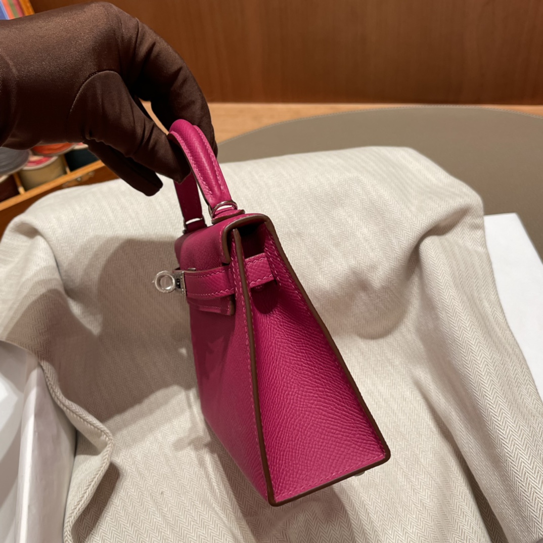 에르메스 미니 켈리백19 립스틱 은장 앱송